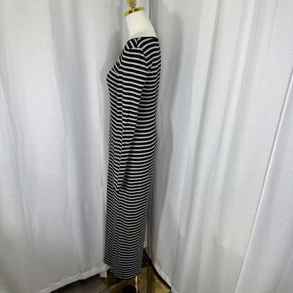 PERUVIAN CONNECTION Andover Long Sleeves Scoop Neck Striped Maxi Dress Medium - Picture 3 of 15